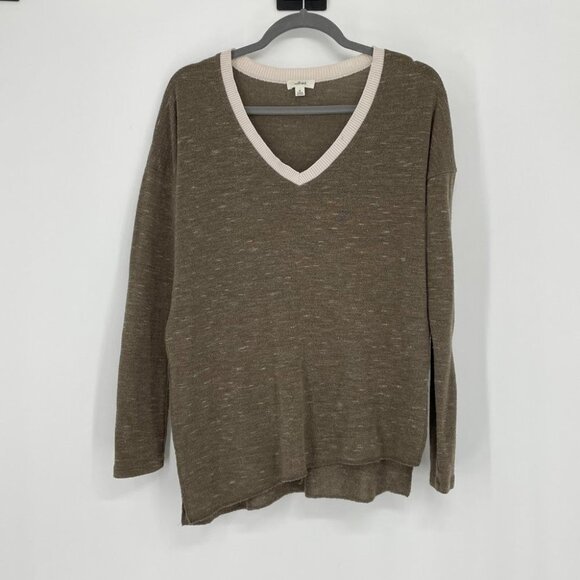 Wilfred heathered brown white vneck Sherbrooke top - Picture 7 of 16